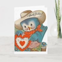 Vintage Blue Bird Cowboy Valentine's Day Card