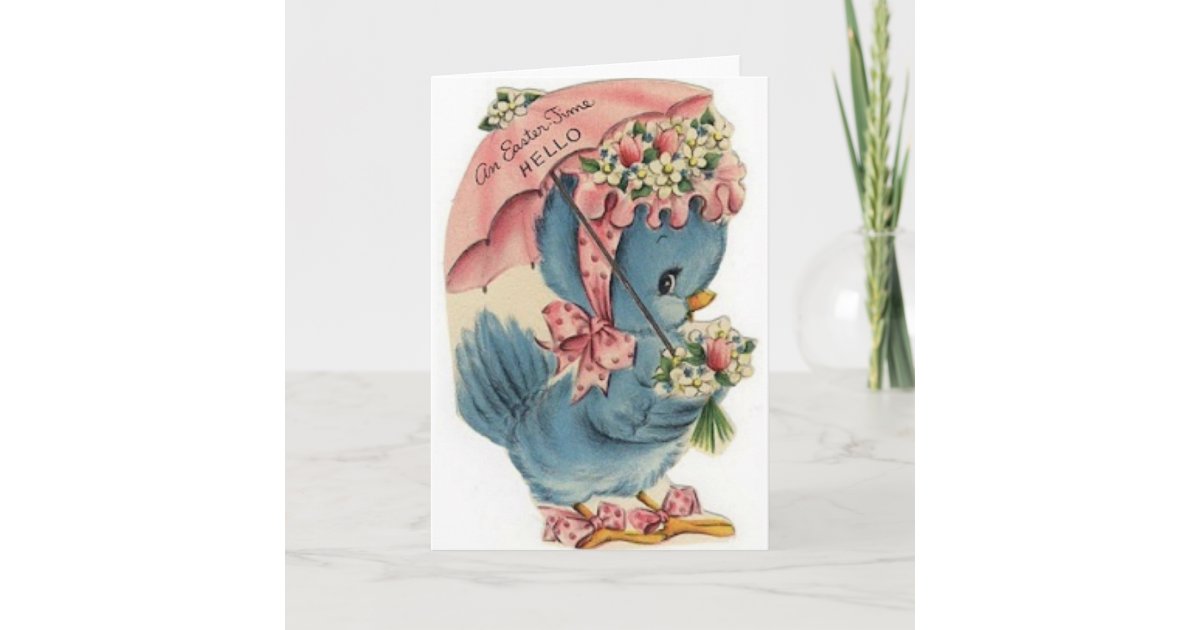 Vintage Blue Bird Easter Card | Zazzle.com