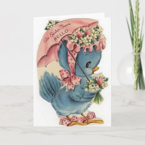 Vintage Blue Bird Easter Card