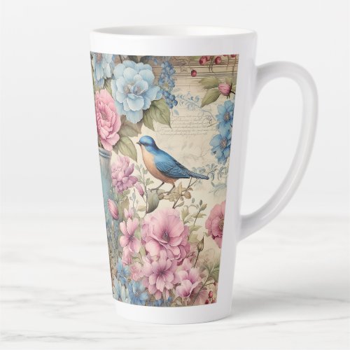 Vintage Blue Bird Serenade Latte Mug