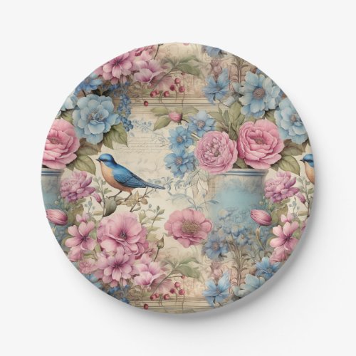 Vintage Blue Bird Serenade Paper Plates