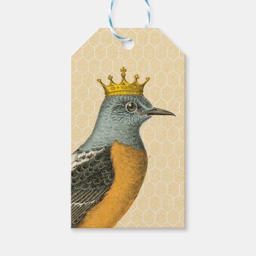 Vintage Blue Bird with Gold Crown Gift Tags