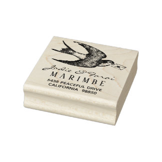 Vintage Blue Bird with Letter Address Stamp