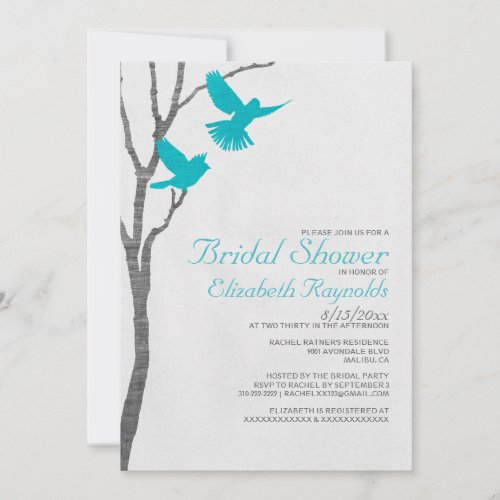 Vintage Blue Birds Bridal Shower Invitations