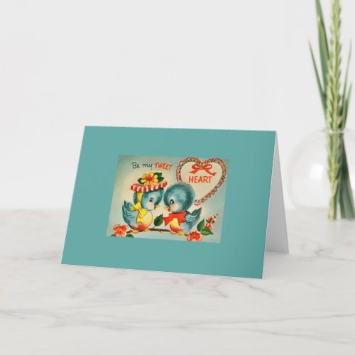Vintage Blue Birds Valentine Greeting Card