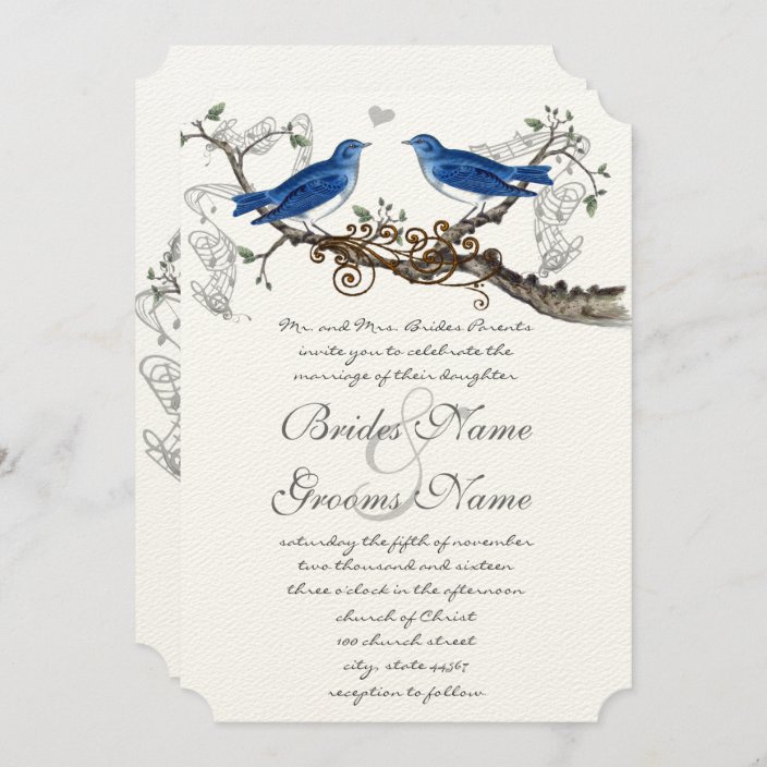 Vintage Blue Birds Wedding Invitations