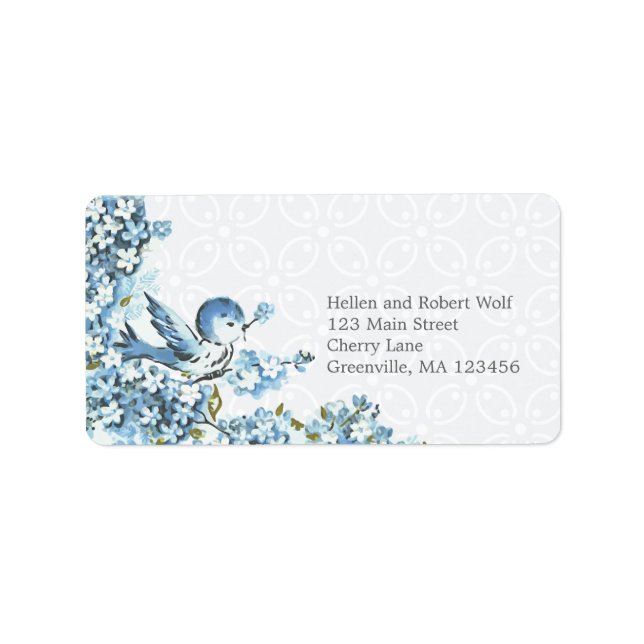 Vintage Blue Birds Winter Season Label (Front)