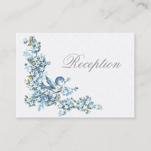 Vintage Blue Birds Winter Wed Reception Enclosure Business Card