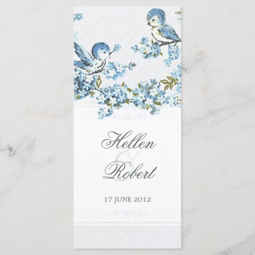 Vintage Blue Birds Winter Wedding Ceremony Program