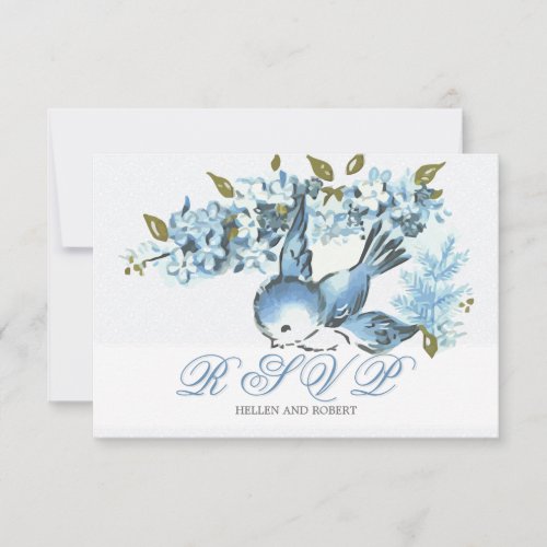 Vintage Blue Birds Winter Wedding RSVP