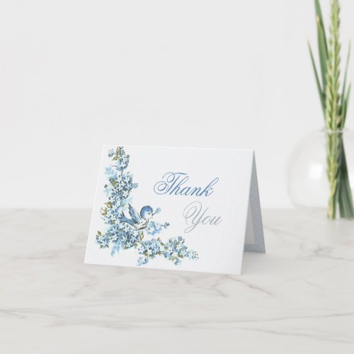 Vintage Blue Birds Winter Wedding Thank You