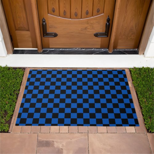 Vintage Blue Black Classic Pattern Doormat