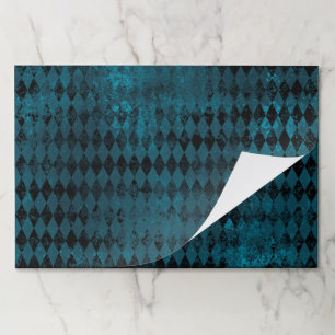 Vintage Blue & Black Harlequin Tearaway Placemats