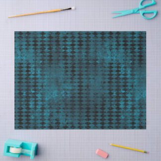 Vintage Blue & Black Harlequin Vertical Pattern Tissue Paper