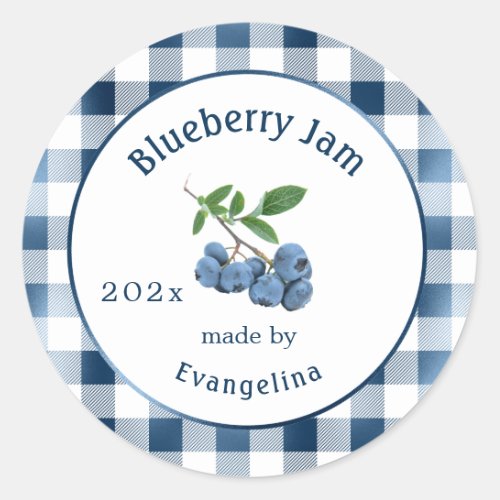 Vintage Blue Blueberry Jam Canning Classic Round Sticker