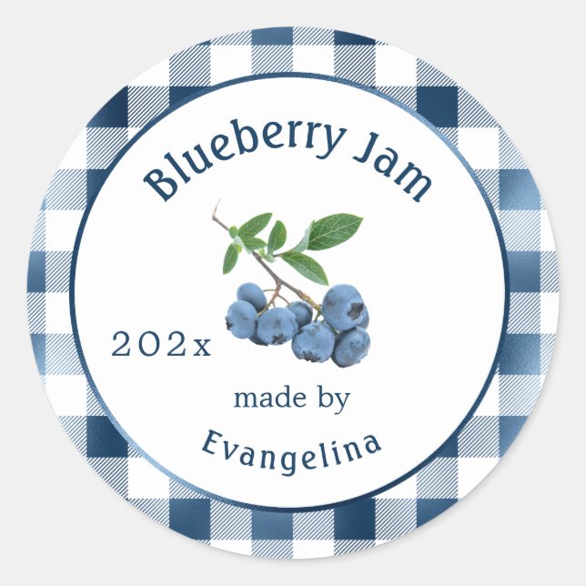 Vintage Blue Blueberry Jam Canning Classic Round Sticker (Front)