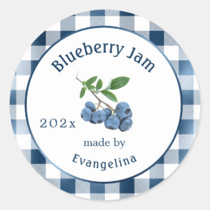 Vintage Blue Blueberry Jam Canning Classic Round Sticker