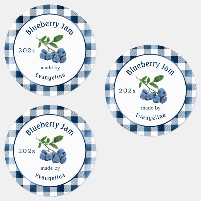 Vintage Blue Blueberry Jam Canning Labels (Group)