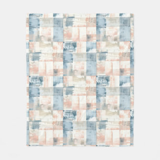 Vintage Blue & Blush Painterly Fleece Blanket