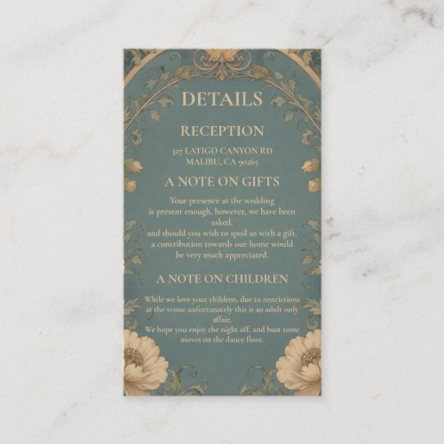 Vintage Blue Botanical Enclosure Card