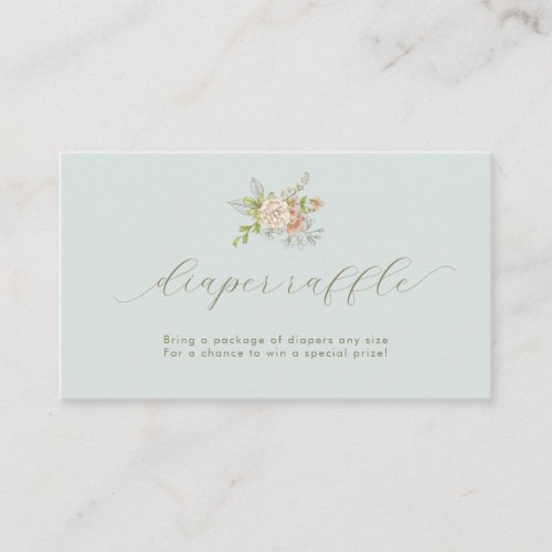 Vintage Blue Botanical Flowers Diaper Raffle Enclosure Card