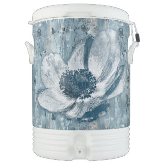 Vintage Blue Botanical Illustration Beverage Cooler