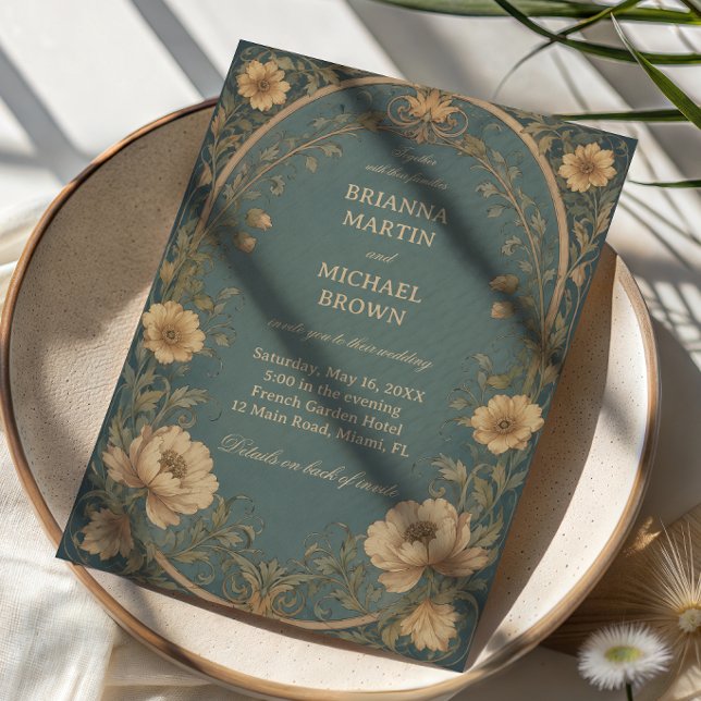 Vintage Blue Botanical Invitation (Creator Uploaded)