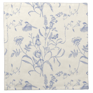 Vintage Blue Botanical Spring Cloth Napkin