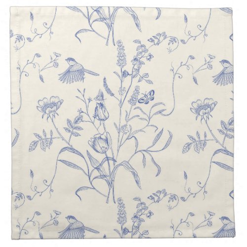 Vintage Blue Botanical Spring Cloth Napkin