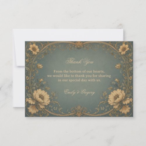 Vintage Blue Botanical Thank You Card