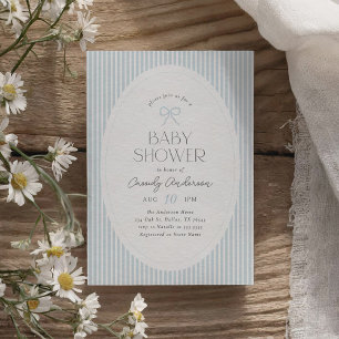 Vintage Blue Bow Boy Baby Shower Invitation