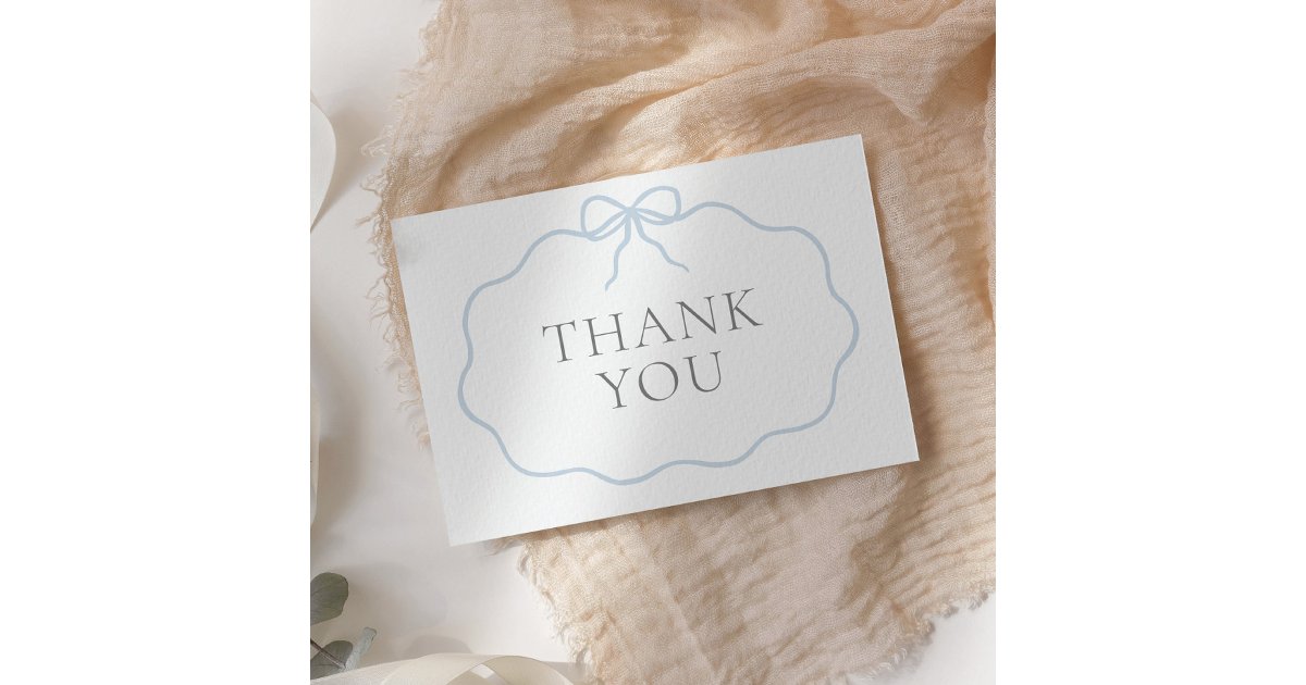 Vintage Blue Bow Boy Baby Shower Thank You Card | Zazzle