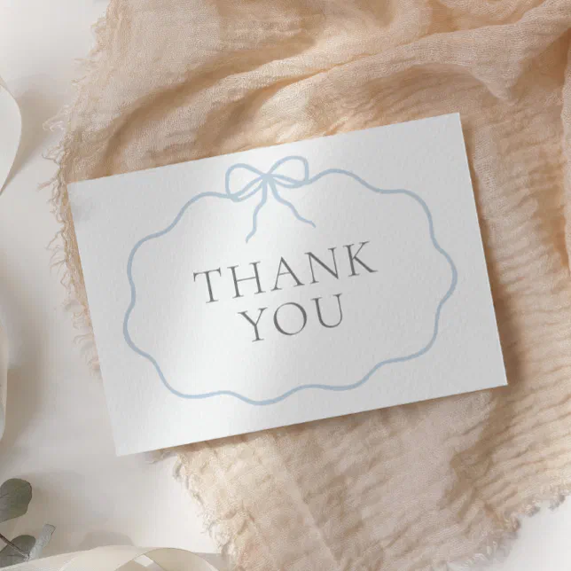 Vintage Blue Bow Boy Baby Shower Thank You Card | Zazzle