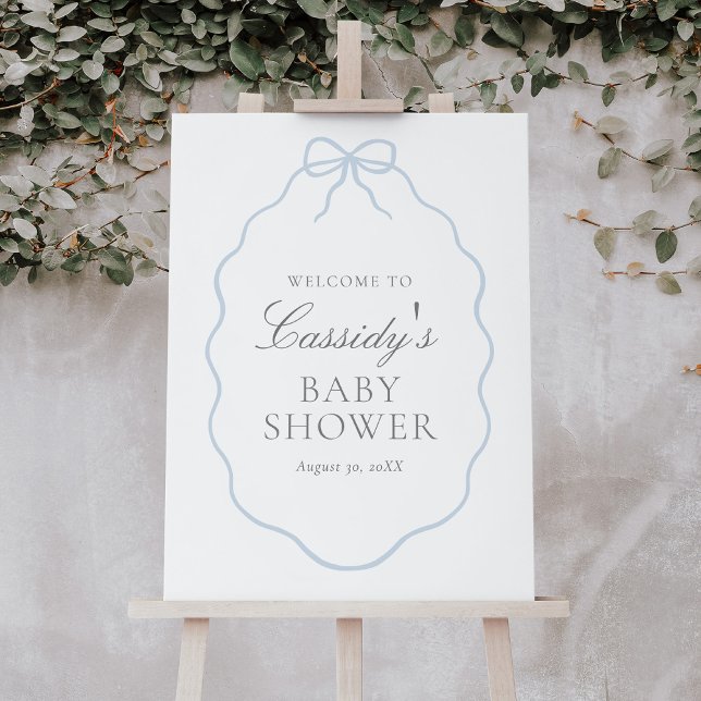 Vintage Blue Bow Boy Baby Shower Welcome Sign (Creator Uploaded)