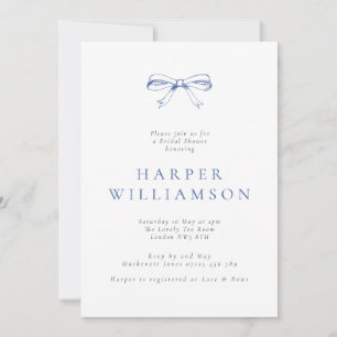 Vintage Blue Bow Bridal Shower Invitation