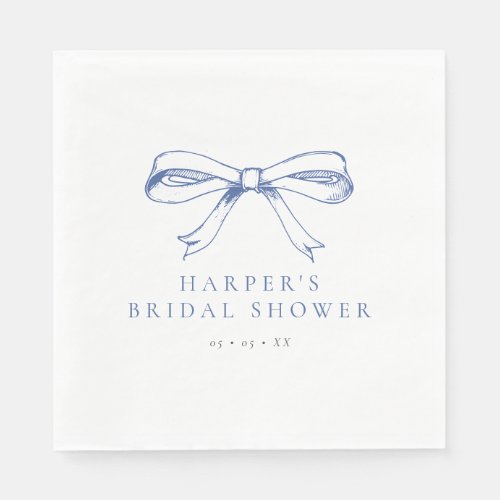 Vintage Blue Bow Bridal Shower Napkins