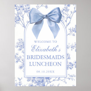 Vintage Blue Bow Bridesmaids Luncheon Welcome Sign