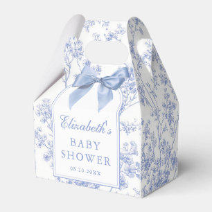Vintage Blue Bow Floral Baby Shower Favor Boxes