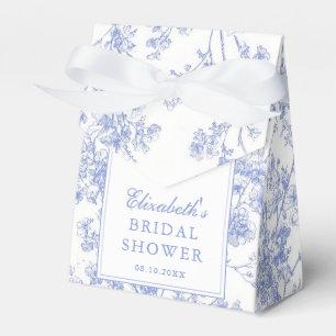 Vintage Blue Bow Floral Bridal Shower Favor Boxes