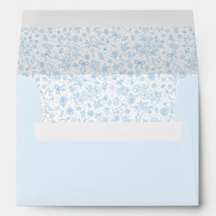 Vintage Blue Bow Floral Toile Elegant Cottagecore Envelope