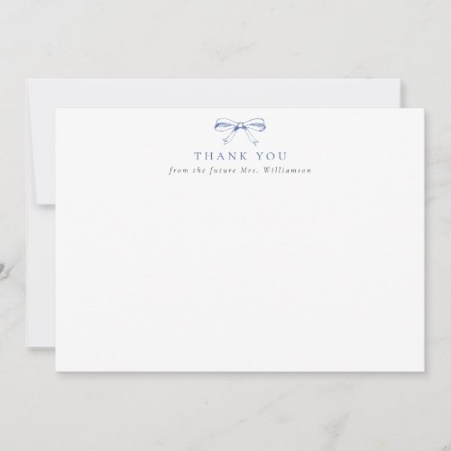 Vintage Blue Bow Future Mrs Bridal Shower Thank You Card