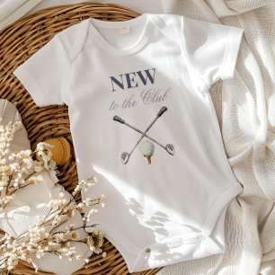 Vintage Blue Boy New to the Club Golf Baby Shower Bodysuit