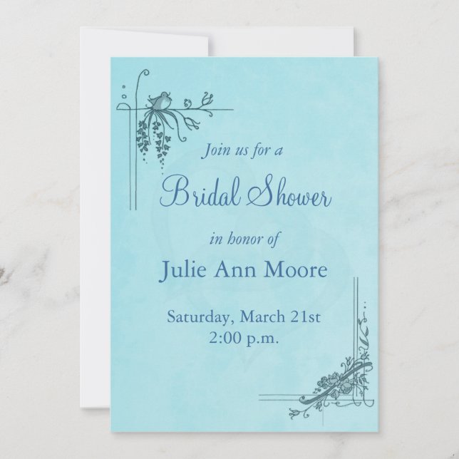 Vintage Blue Bridal Shower Invitation (Front)