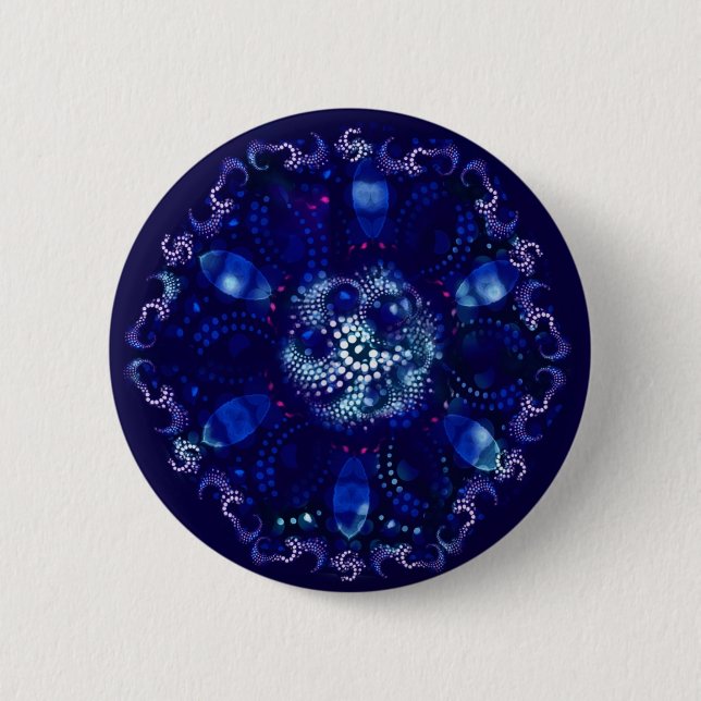 vintage blue brooch button (Front)