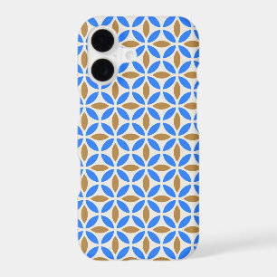 Vintage Blue Brown Barcelona Petals Geometric Tile iPhone 17 Case