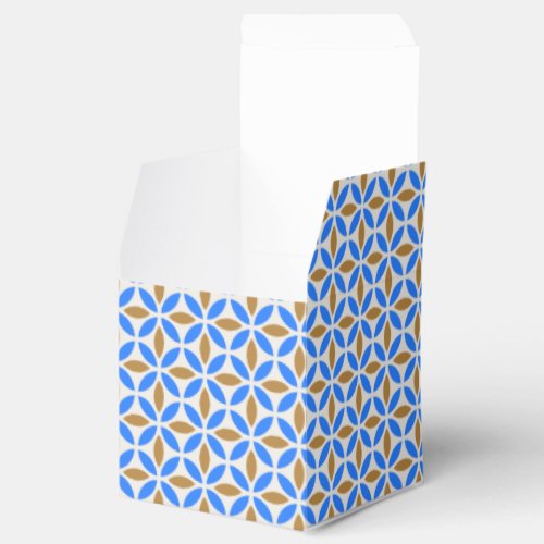 Vintage Blue Brown Barcelona Petals Geometric Tile Favor Boxes