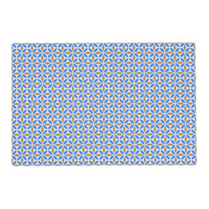 Vintage Blue Brown Barcelona Petals Geometric Tile Placemat