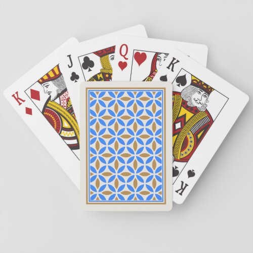 Vintage Blue Brown Barcelona Petals Geometric Tile Playing Cards