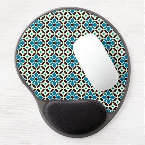 Vintage Blue Brown Barcelona Star Tile Geometric Gel Mouse Pad