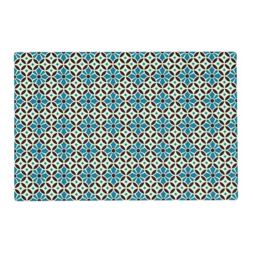 Vintage Blue Brown Barcelona Star Tile Geometric Placemat